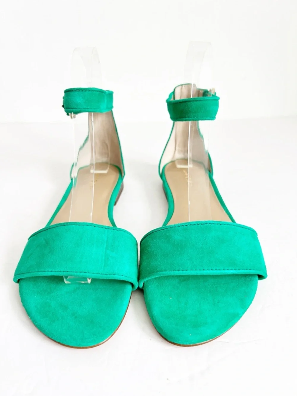 SZ 5.5 Ann Taylor Mint Green Suede Ankle-Strap Flat Sandals